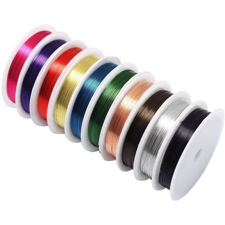Fil de Cuivre Métallique Fil de Fer pour Bijoux Kit de 10 Rouleaux de Fil pour Emballage de Bijoux Artisanaux en Couleurs Mélang