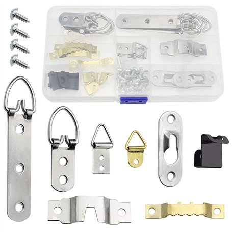 NewZC Ensemble de Crochet de Suspension en Métal Attache Cadre Photo - 8 Types de Cintre à Cadre avec Vis Accroche Tableau Charg