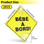 Lot de 2 panneaux d'avertissement bébé à bord pour voiture - 12,5 cm - Autocollant de voiture avec double ventouses - Autocollan