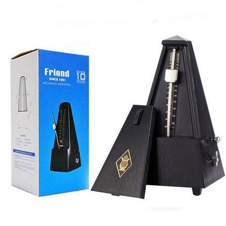 TAMUME Noire Antique Cru Pyramide Style Renforcé plastique Metronome 40-208 BPM Tempo Minuteur Musique Intégré Avec Bell et Méca
