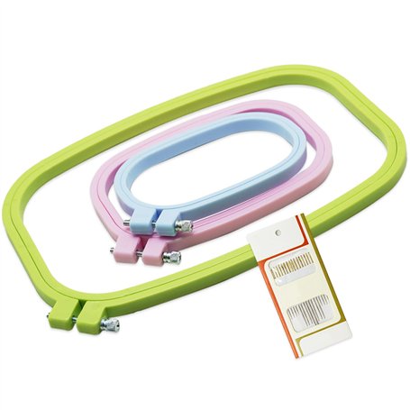 SZCXDKJ 3 tailles de cercles à broder rectangulaires pour point de croix - Outil de couture pratique pour loisirs créatifs - Mul