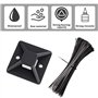 Viaky Lot de 120 attaches de câble carrées auto-adhésives de 20 cm, sangles réglables pour organiser la maison, le bureau et la