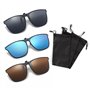 3pcs lunettes de soleil à clipser avec 3pcs sacs de lunettes de soleil noirs