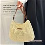 1 Pcs Femme Sac à Bandoulière en Paille Sac de Plage D'été Sac à Bandoulière Mode avec Fermeture Éclair et Sangle Réglable Convi