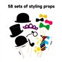 ATBUSS Lot de 58 accessoires amusants pour cabine photo de mariage - Moustache - Accessoires amusants pour anniversaire, mariage