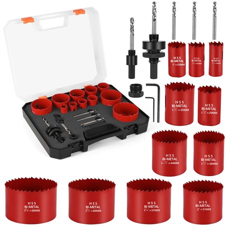 Gaethra Scie-Cloches Bimétal M42 – Set 19 pièces (19–68mm) avec foret de centrage et support