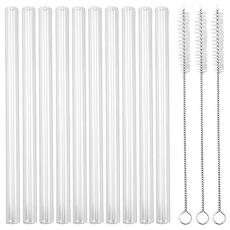 Lot de 10 Pailles en Verre - Longues et Courtes 15 cm - Lavables au Lave-Vaisselle