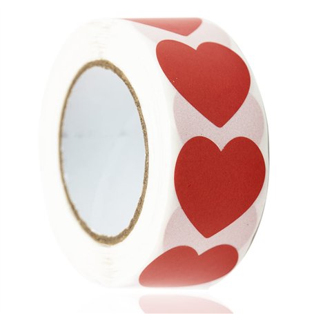 Lot de 500 autocollants en forme de cœur colorés de 25 mm - Rouge - Étiquettes autocollantes en papier brillant pour loisirs cré