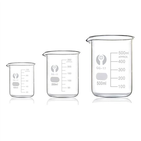 Bécher en verre 500 ml 250 ml 100 ml Coupe en verre borosilicaté pour laboratoire