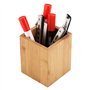 VIFERR Porte-stylo en Bambou - Multi-Fonction Pot à Crayons Carré Boîte de Rangement Stylos Organisateur pour Pinceaux de Maquil