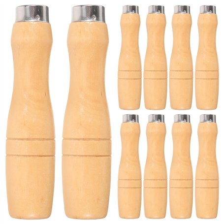 DOITOOL 10pcs manche en bois pour lime avec trou intérieur de 4.8mm meilleur contrôle et prise en main confortable