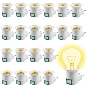 20 Pièces Douille E27 Avec Interrupteur Sans Fil, Adaptateur De Prise De Lumière, Prise De Lumière Enfichable, Douille De Lampe  20 Pièces Douille E27 Avec Interrupteur Sans Fil