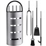 Amagabeli 4 Pièces Outils De Cheminée Set Argent Fer Forgé Outils De Cheminée Fer Porte-Bûches Stand Pinces À Feu Pelle Pinceau