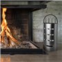Amagabeli 4 Pièces Outils De Cheminée Set Argent Fer Forgé Outils De Cheminée Fer Porte-Bûches Stand Pinces À Feu Pelle Pinceau 