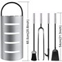 Amagabeli 4 Pièces Outils De Cheminée Set Argent Fer Forgé Outils De Cheminée Fer Porte-Bûches Stand Pinces À Feu Pelle Pinceau 