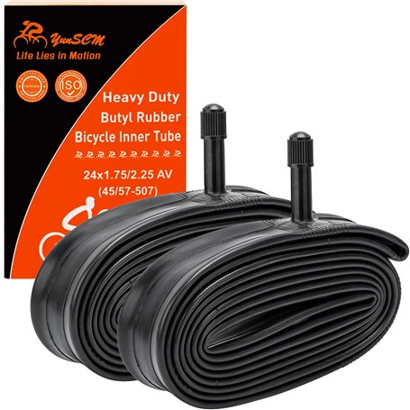 YunSCM 2PCS 45/57-507 épaissies Chambre à air 24x1.75/1.95/2.10/2.25 AV32mm Valve Compatible 24 Pouces Chambre à air 24x1.75 24x