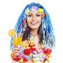 FEPITO 2 Set Hawaiian Herbe Hula Jupe Avec Fleur Leis Collier Bandeau Bracelets Robe Costume Ensemble pour Filles Femme Luau Haw