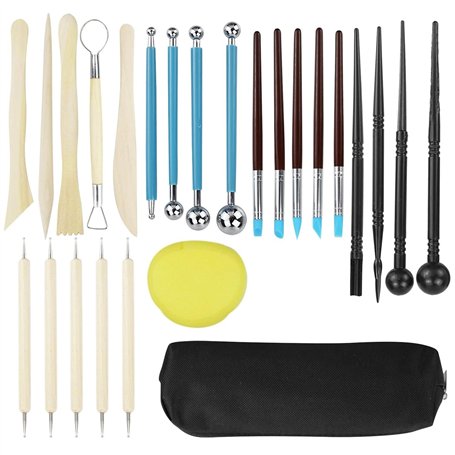 HXMJIED 25 pièces Outils en Argile polymère avec Un Sac de Rangement