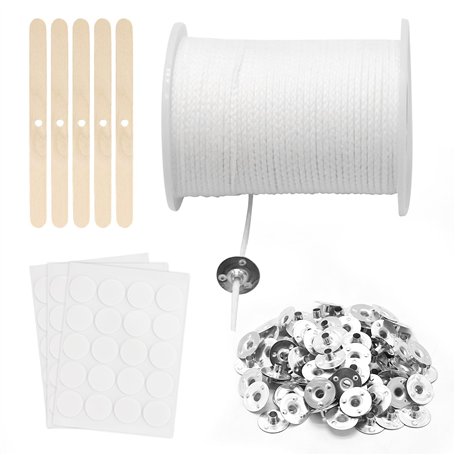 Lot de 100 Mèches de Bougie en Coton Tressé - Plate