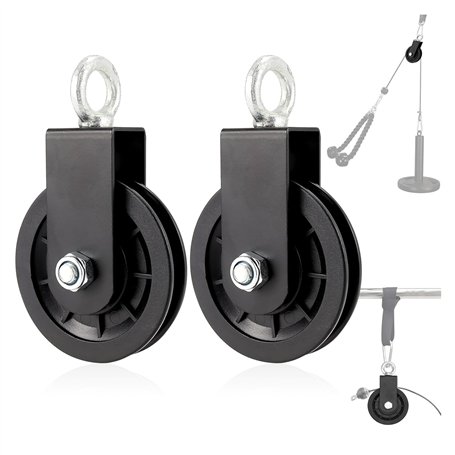 2 poulies Poulie de câble de 90 mm Roue de traction à rotation à 360 degrés pour système de poulie