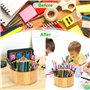 Cinnani Organiseur de bureau rotatif à 360° en bambou, porte-crayons, avec poignée, organiseur de table, 6 compartiments surdime