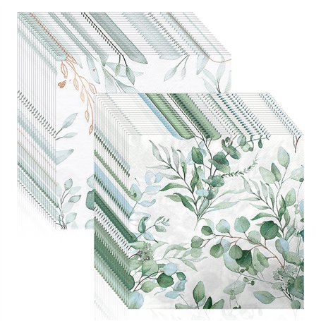 Lot de 40 serviettes en papier avec imprimé botanique