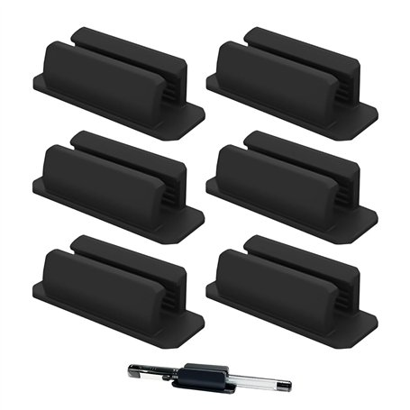 ZBHDEYG Lot de 6 clips pour stylo noirs - Anneau de stylo autocollant en silicone élastique - Porte-stylo autocollant - Clip mul