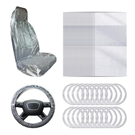 Lot de 50 Protections De Siège De Voiture avec 10 Housses De Volant De Voiture