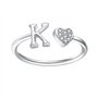 DHSBGWSX 1 bague en forme de lettre K - Bague de réglage ouverte - Bijou de doigt - Bague de cheville - Bijou pour fille (argent