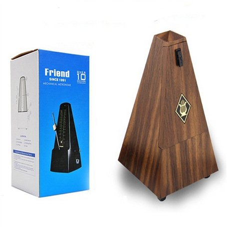 TAMUME Bois-Coloré Antique Cru Pyramide Style Renforcé plastique Metronome 40-208 BPM Tempo Minuteur Musique Intégré Avec Bell e