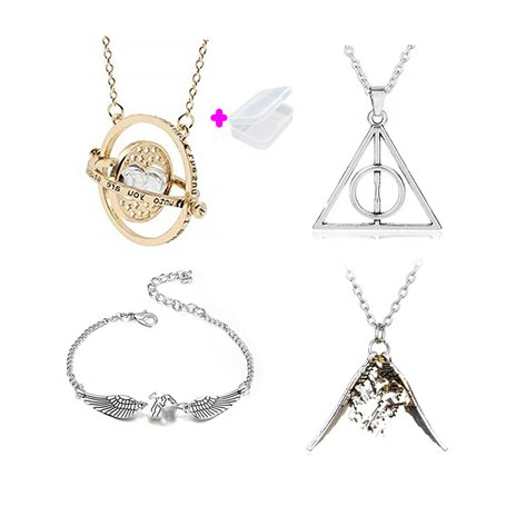 PPX 5 Set Collier et Bracelet Set Time Turner Reliques de la Mort Golden Snitch Collier et Bracelets pour Fans Cadeaux Collectio