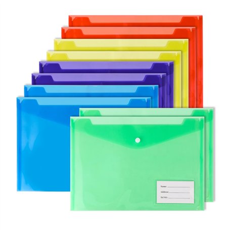 Lot de 10 Pochettes Plastique A4 avec Rabat