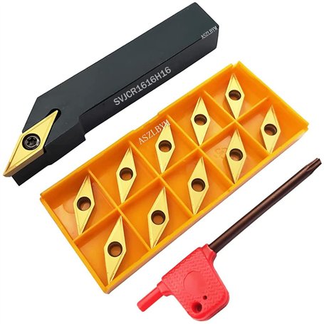 1 porte-outil de tournage en carbure indexable SVJCR1616H16 de 16 mm avec 11 pièces VCMT331/VCMT160404.