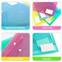 24 Pièces Pochette Plastique A4 Colorée Pochette Documents Transparent Document Dossier Pochettes Chemises avec Bouton-Pression 