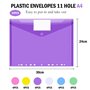 24 Pièces Pochette Plastique A4 avec 11 Trous Colorée Pochette Documents Transparent Document Dossier Pochettes Chemises avec Bo