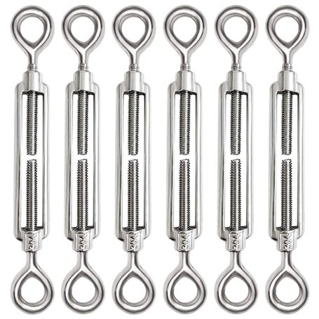 6 Pièces Tendeur Cable M6 Tendeur Cable Inox 304 Réglable Oeil de Ridoir et Oeil pour Tendeur de Fil Cable Acier Corde Crochet T