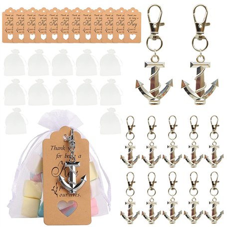 HAOBIN 12 PièCes Ancre Porte-CléS Cadeau Invites Mariage Porte-CléS En Vrac PréSent Porte-CléS Ange Cadeau Pendentifs De BaptêMe