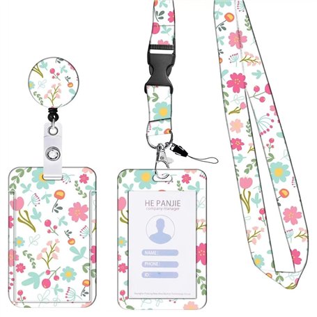 Porte Badge Cordon Tour de Cou avec Porte-cartes