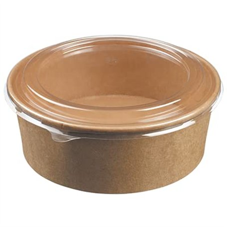 Le bol salade kraft 1000 ML dia.14 cm H7 cm x 50 pièces + 50 couvercles