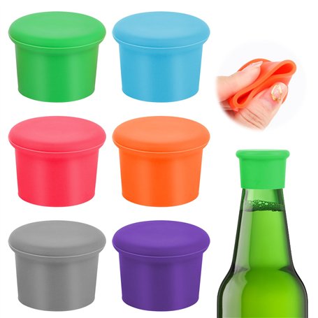 6PCS Bouchon de Bouteille Universel en Silicone - Réutilisable pour Vin