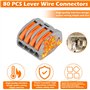 MXTIMWAN 80 Pièces Connecteur de Fil Compact, Connecteurs Electriques Rapide avec Levier, Bornes de Connexion Automatique, Conne