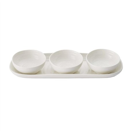 Portmeirion Home & Gifts Ensemble Bol et Plateau en Porcelaine Blanc 27