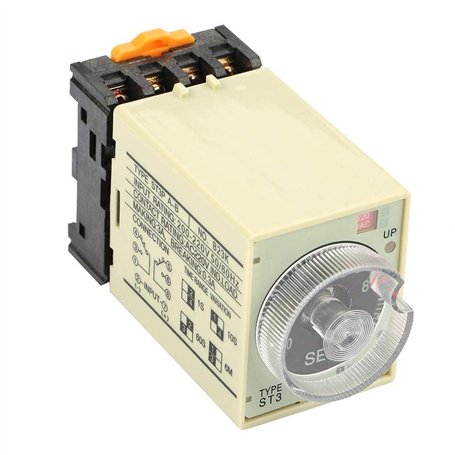 Keenso Relais de temporisation à la mise sous tension ST3PA-B 0-10S Bouton de contrôle Relais temporisé avec socle CA 220V
