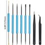 XINMEIWEN Lot de 6 outils auxiliaires à souder double face avec 2 pinces de précision noires pour réparation électronique et sou
