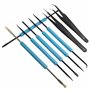 XINMEIWEN Lot de 6 outils auxiliaires à souder double face avec 2 pinces de précision noires pour réparation électronique et sou
