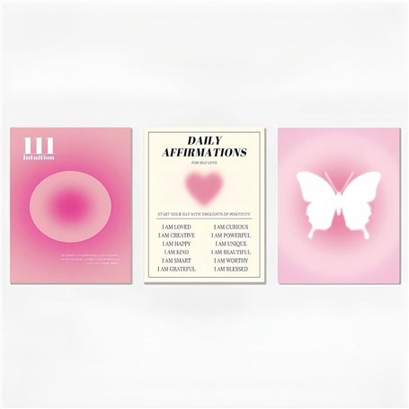 Enthusiasm Ensemble de 3 Panneaux d'affiches colorées dégradées pour Chambre