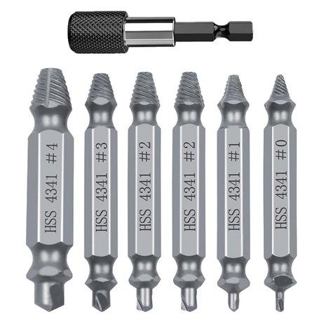 VIVIIHOO Lot de 6 extracteurs de vis - Extracteur de vis et extracteur de vis avec porte-embout et adaptateur de douille - Dévis