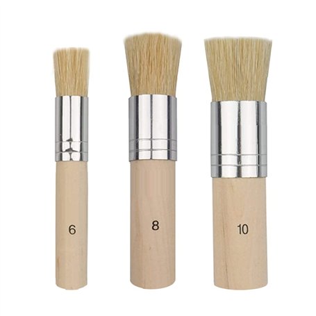 XNJIHWA 3 Pièces Pinceau Pochoir Rond Brosse à Pochoir en Bois 3 Tailles pour Peinture Acrylique Peinture à l'huile Aquarelle Fa