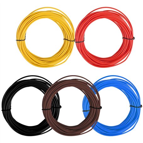 TIMESETL 5Pcs 1.5 mm² FLRY-B Fil Electrique 5 x 10 m Câble Electrique Véhicule Fusibles de Batterie Auto Fil Electrique 12v Auto