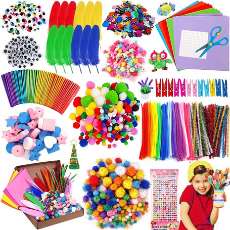 MULEVIP Pipe Cleaners Crafts Kit 1500+ Pcs Bricolage Enfant Pipe Cleaners Crafts Set